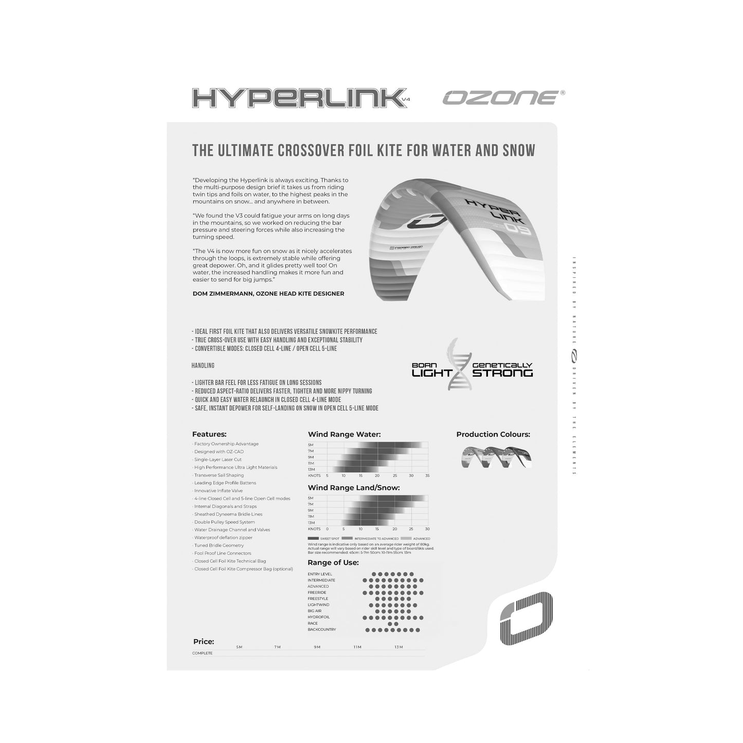  Ozone V4 Hyperlink Foil Kiteboarding Kite