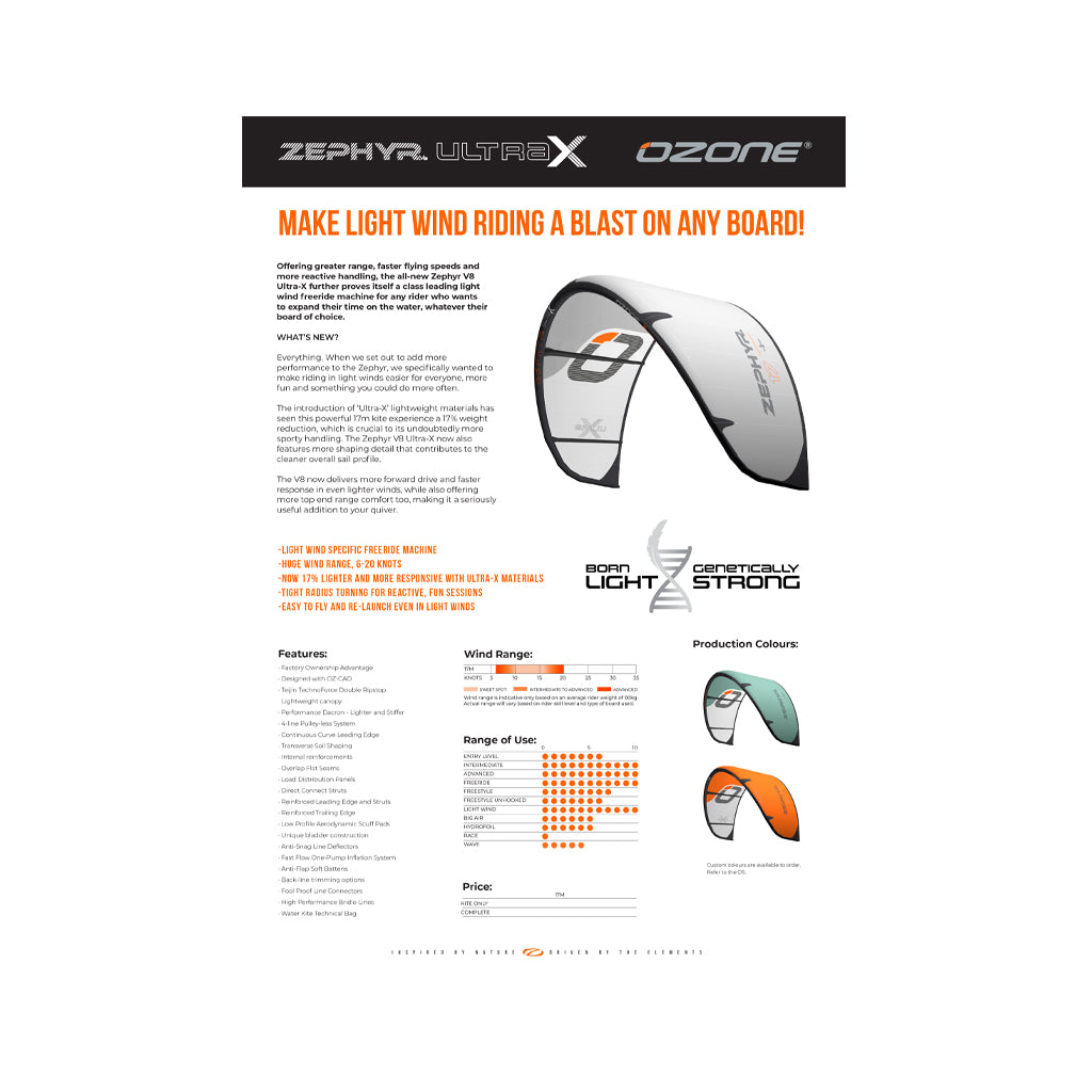  Ozone V8 Zephyr Ultra-X Kiteboarding Kite
